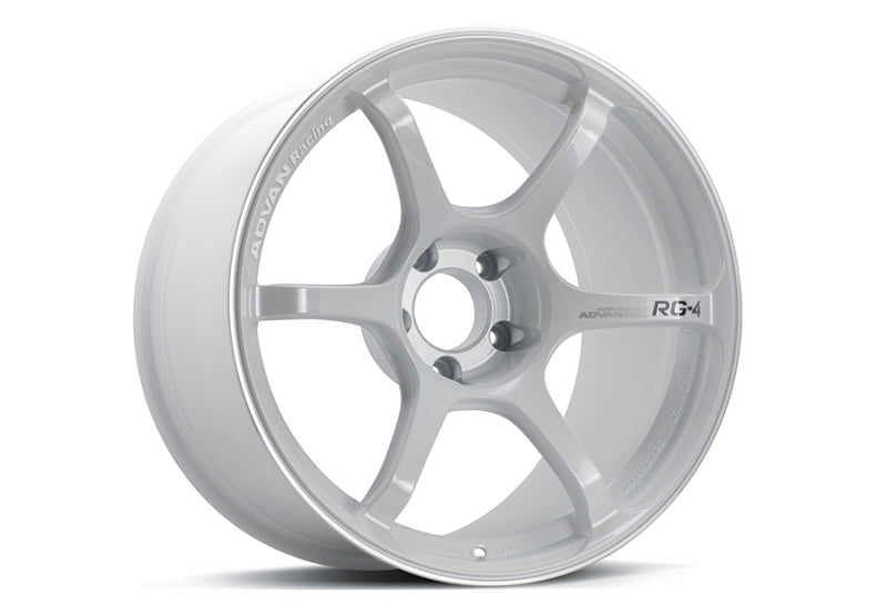 Advan RG-4 18x9.5 +45 5x114.3 Racing White Metallic and Ring Wheel YA48J45EWMR
