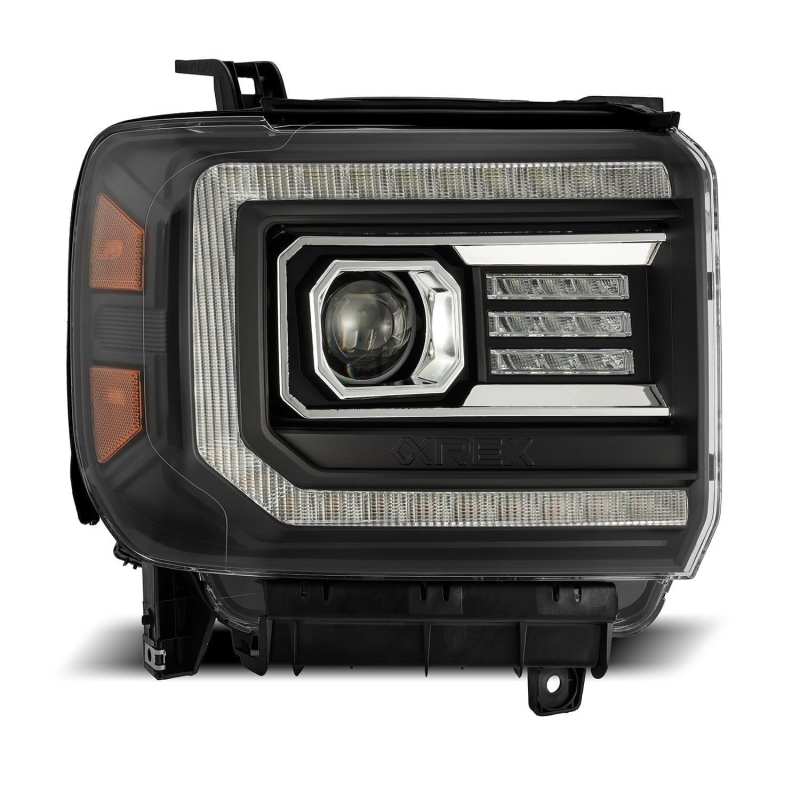 AlphaRex 14-18 GMC Sierra PRO-Series Proj Headlights Plank Style Black w/Activ Light/Seq Signal/DRL - GTR Auto