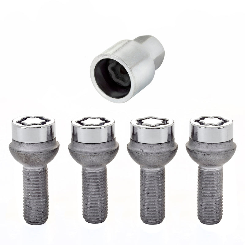McGard Wheel Lock Bolt Set - 4pk. (Radius Seat) M12X1.5 / 17mm Hex / 27.9mm Shank Length - Chrome - GTR Auto