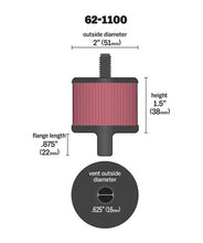 Load image into Gallery viewer, K&amp;N Steel Base Crankcase Vent Filter 0.5in Vent OD x 2in OD x 1.5in Height - GTR Auto