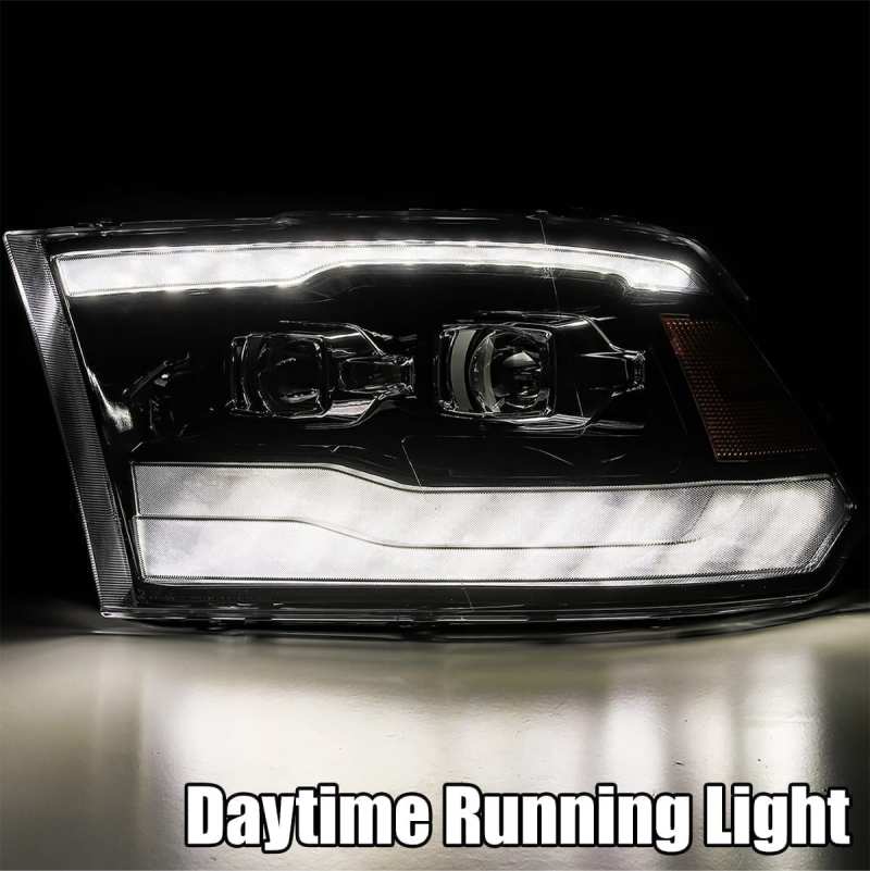 AlphaRex 09-18 Dodge Ram 1500 PRO-Series Projector Headlights Plank Style Alpha Blk w/Seq Signal/DRL - GTR Auto