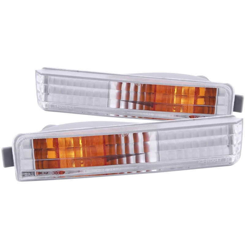 ANZO 1990-1991 Honda Accord Euro Parking Lights Chrome w/ Amber Reflector - GTR Auto
