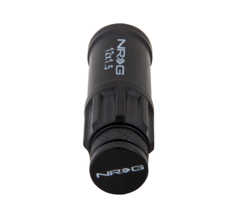 NRG 700 Series M12 X 1.5 Steel Lug Nut w/Dust Cap Cover Set 21 Pc w/Locks & Lock Socket - Black LN-LS700BK-21
