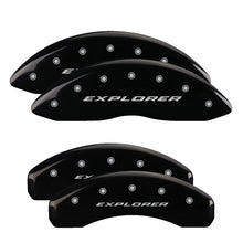 Load image into Gallery viewer, MGP 4 Caliper Covers Engraved Front &amp; Rear Explorer Black finish silver ch - GTR Auto