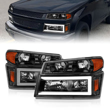 Load image into Gallery viewer, ANZO 04-12 GM Colorado/Canyon/I-Series Crystal Headlights - w/ Light Bar Black Housing 4pcs - GTR Auto