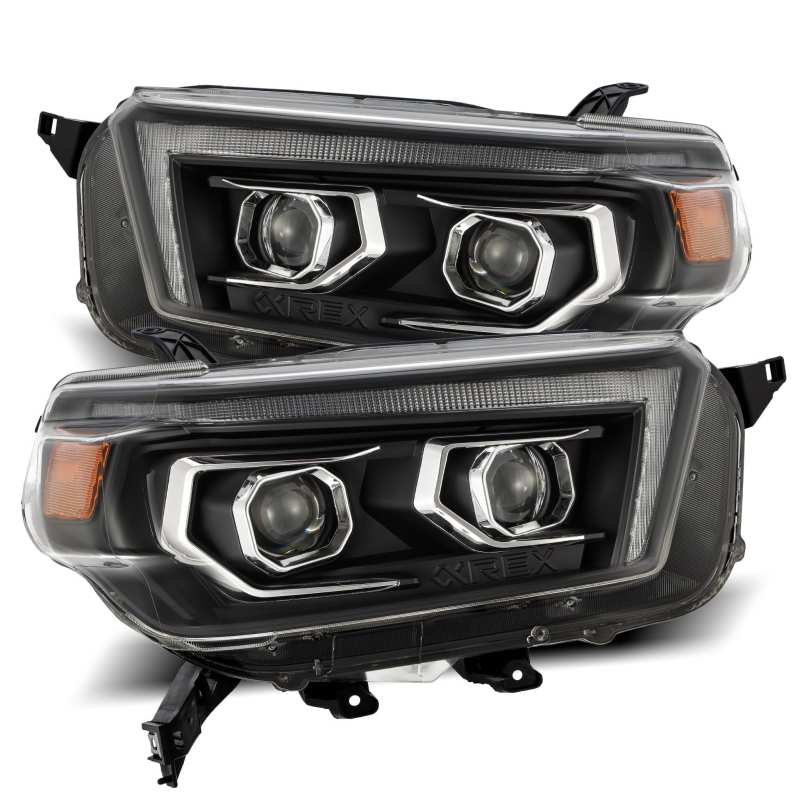 AlphaRex 10-13 Toyota 4Runner PRO-Series Projector Headlights Plank Style Black w/Seq Signal/DRL - GTR Auto