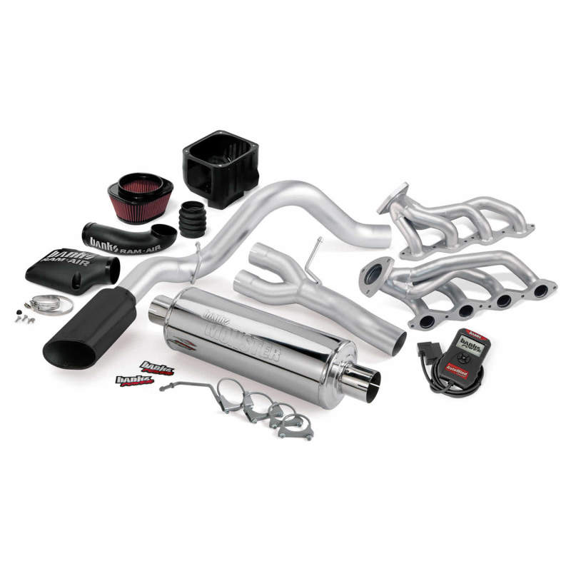 Banks Power 99-01 Chevy 4.8-5.3L Non-Air Inj 1500-SCSB PowerPack Sys - SS Single Exh w/ Black Tip - GTR Auto