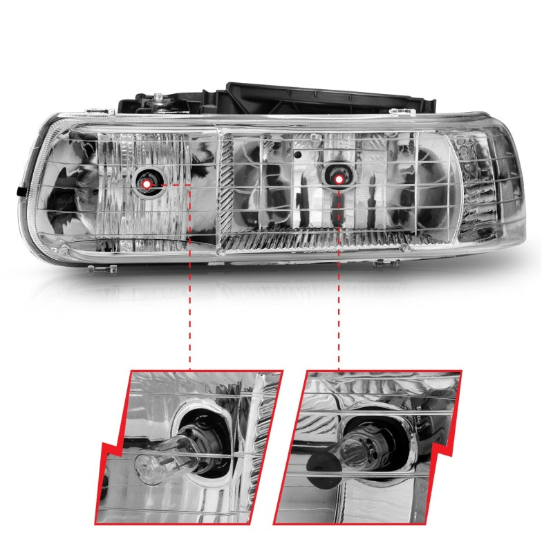 ANZO 1999-2002 Chevrolet Silverado 1500 Crystal Headlights Chrome - GTR Auto