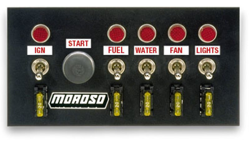 Moroso Toggle Switch Panel - Drag Race - 4in x 7.75in - Five On/Off Switches - GTR Auto