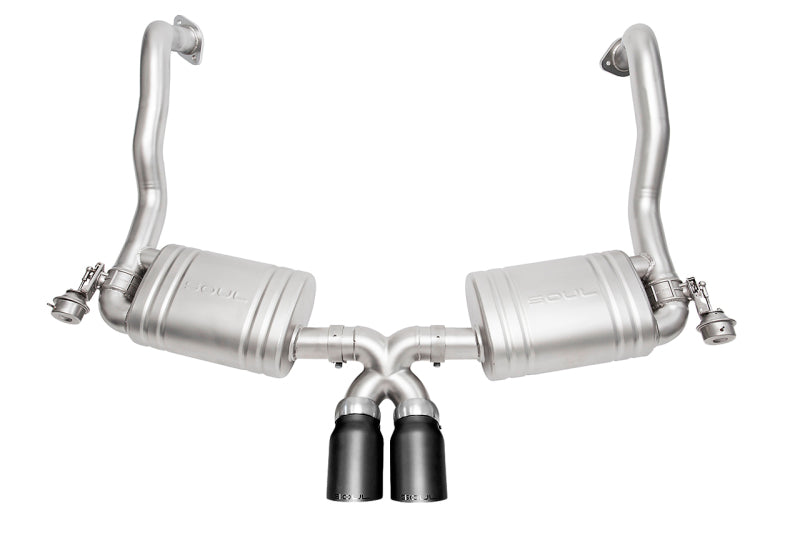 SOUL 15-16 Porsche 981 GT4 / Spyder Valved Exhaust - Slash Cut Satin Black Tips