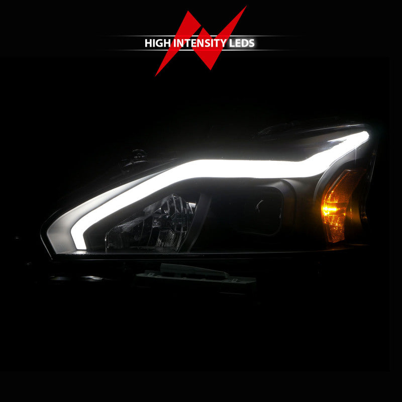 ANZO 13-15 Nissan Altima (w/o Factory HID Bulbs) Projector Headlights - w/ Light Bar Black Housing - GTR Auto