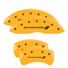 Load image into Gallery viewer, MGP 4 Caliper Covers Engraved Front &amp; Rear Mopar Yellow Finish Black Char 2007 Dodge Charger - GTR Auto