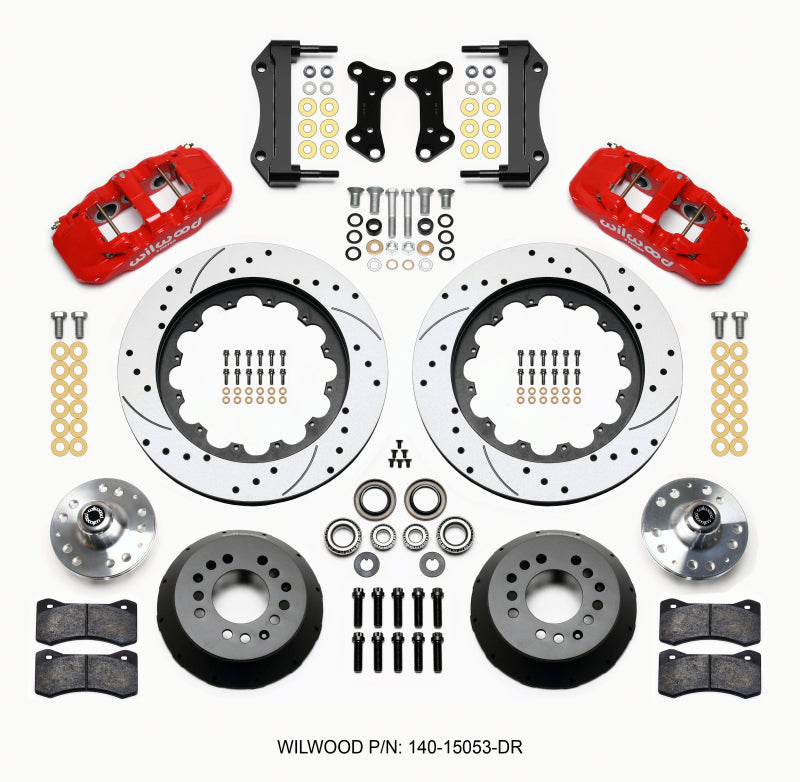 Wilwood AERO6 Front Hub Kit 15.00 Drilled Red 67-69 Camaro 64-72 Nova Chevelle - GTR Auto