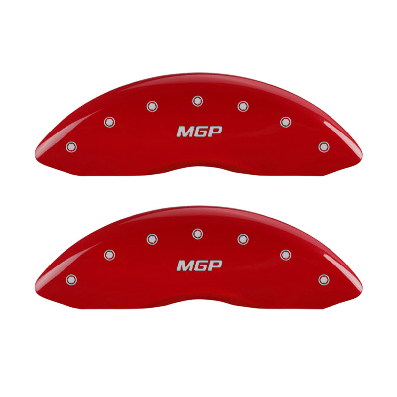 MGP 4 Caliper Covers Engraved Front & Rear MGP Red finish silver ch - GTR Auto