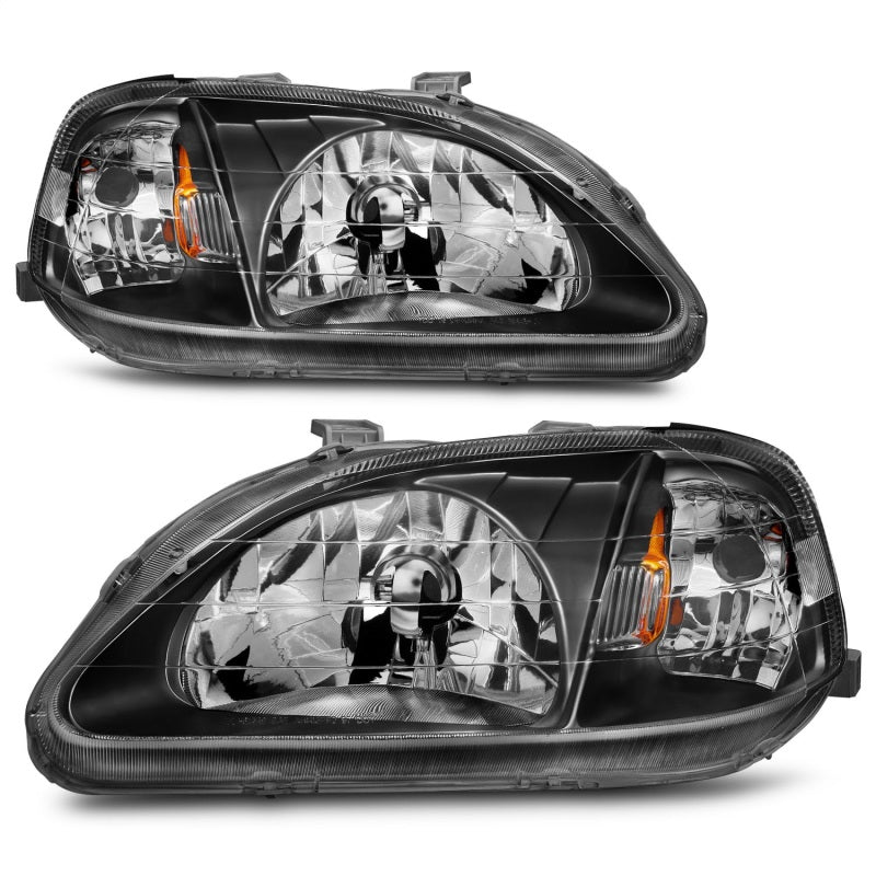 ANZO 1999-2000 Honda Civic Crystal Headlights Black - GTR Auto
