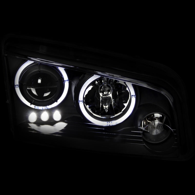 ANZO 2006-2010 Dodge Charger Projector Headlights w/ Halo Black - GTR Auto