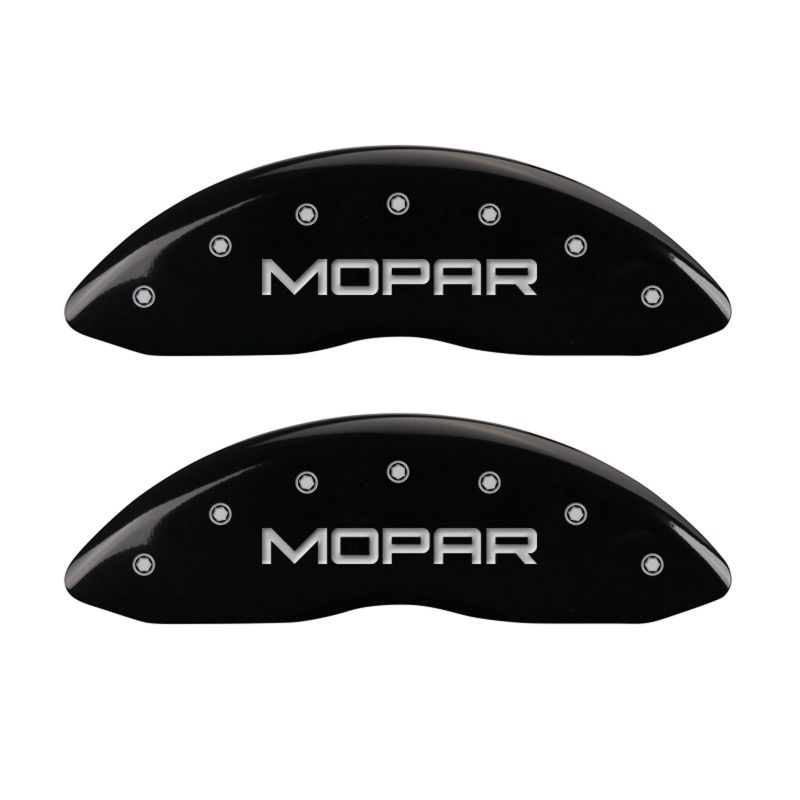 MGP 4 Caliper Covers Engraved Front & Rear MOPAR Black finish silver ch - GTR Auto