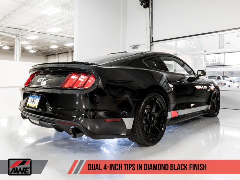 AWE Tuning S550 Mustang GT Cat-Back Exhaust - Track Edition (Diamond Black Tips)