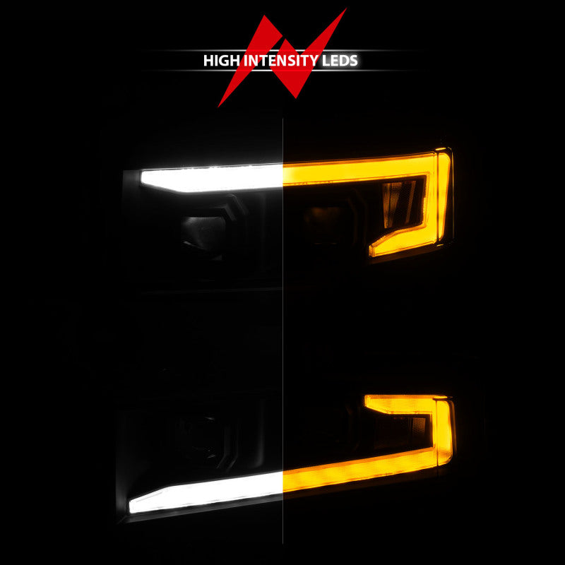ANZO 19-22 Chevrolet Silverado 1500 LED Proj HL w/Lgt Bar SwBk Seq. Blk w/In. Light - Driver Side ON - GTR Auto