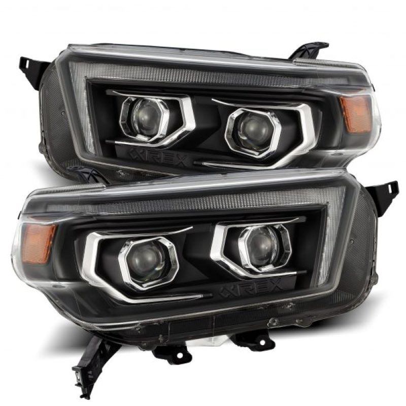 AlphaRex 10-13 Toyota 4Runner PRO-Series Projector Headlights Plank Style Black w/Seq Signal/DRL - GTR Auto