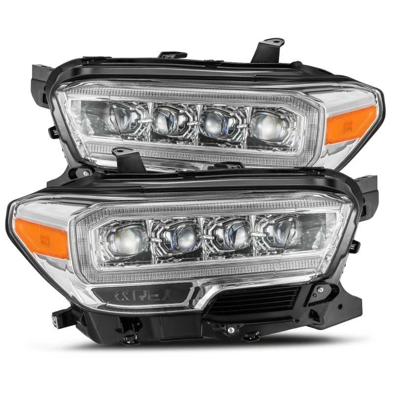 AlphaRex 16-20 Toyota Tacoma NOVA LED Projector Headlights Plank Style Chrome w/Activation Light - GTR Auto