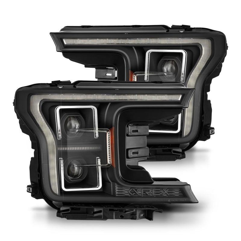 AlphaRex 18-21 Ford F150 PRO-Series Projector Headlights - Black w/DRL & Seq Signal - GTR Auto