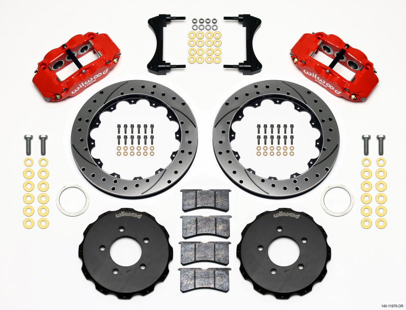 Wilwood Narrow Superlite 6R Front Hat Kit 12.88in Drill Red 2006-Up Civic / CRZ - GTR Auto