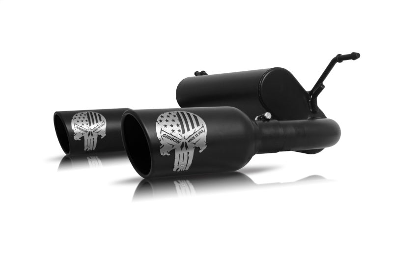 Gibson 18-22 Jeep Wrangler Sport 3.6L 2.5in Patriot Skull Series Cat-Back Dual Exhaust - Blk Ceramic - GTR Auto