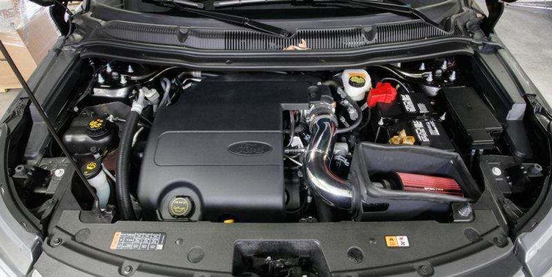 Spectre 11-19 Ford Explorer V6-3.5L F/I Air Intake Kit - Polished Aluminum w/Red Filter - GTR Auto