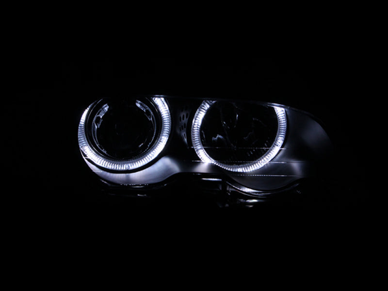 ANZO 2000-2003 BMW 3 Series E46 Projector Headlights w/ Halo Black - GTR Auto