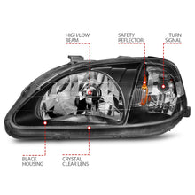 Load image into Gallery viewer, ANZO 1999-2000 Honda Civic Crystal Headlights Black - GTR Auto