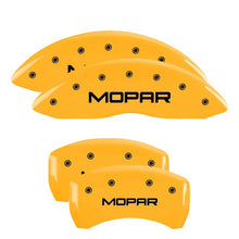 Load image into Gallery viewer, MGP 4 Caliper Covers Engraved Front &amp; Rear Mopar Yellow Finish Black Char 2007 Dodge Charger - GTR Auto