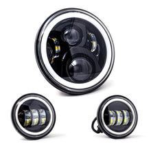 Load image into Gallery viewer, Letric Lighting 7in Full-Halo Black LED Headlight with (2) 4.5in Full-Halo Black Passing Lamps