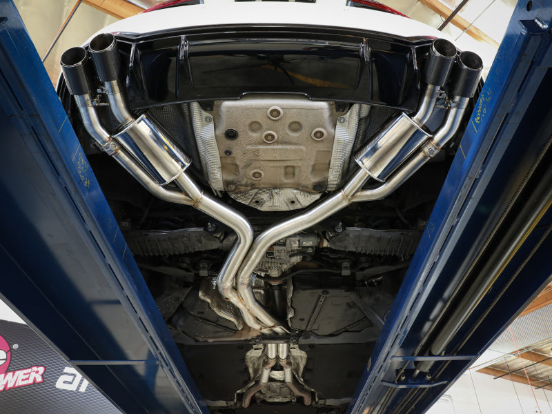 aFe 18-20 Audi RS5 Coupe MACH Force-Xp 3in to 2.5in 304 SS Axle-Back Exhaust System-Quad Carbon Tips - GTR Auto