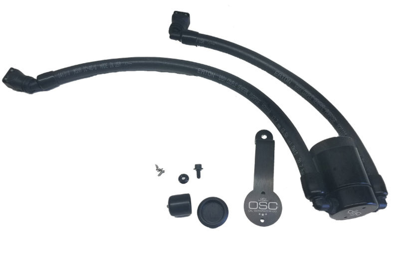 J&amp;L 2018-2023 Ford Mustang GT Driver Side Oil Separator 3.0 - Black Anodized - GTR Auto
