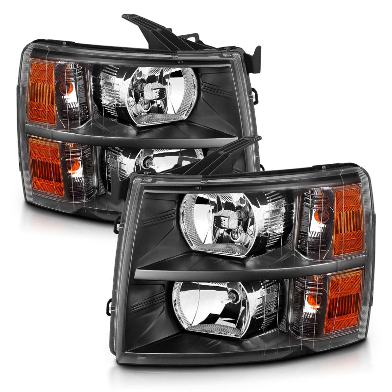 ANZO 2007-2013 Chevrolet Silverado Crystal Headlights Black - GTR Auto