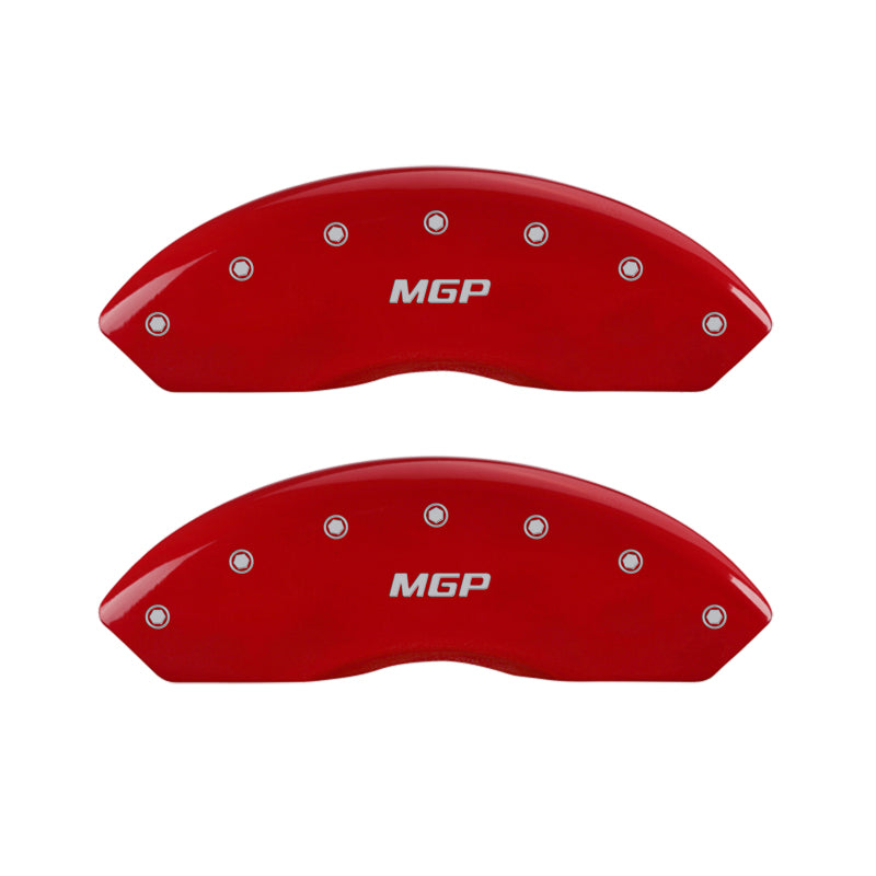 MGP 4 Caliper Covers Engraved Front & Rear MGP Red finish silver ch - GTR Auto