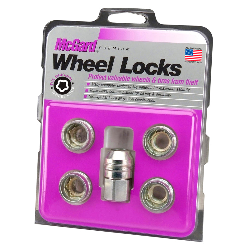 McGard Wheel Lock Nut Set - 5pk. (Under Hub Cap / Cone Seat) M14X.5 / 22mm Hex / .893in. L. - Silver - GTR Auto