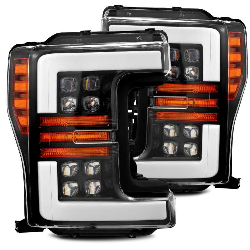 AlphaRex 17-19 Ford F-250 SD NOVA LED Proj Headlights Plank Style Gloss Blk w/Activ Light/Seq Signal - GTR Auto