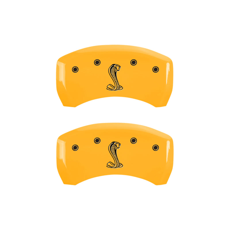 MGP 4 Caliper Covers Engraved Front Cobra Rear Snake Yellow Finish Black Char 2008 Ford Mustang - GTR Auto