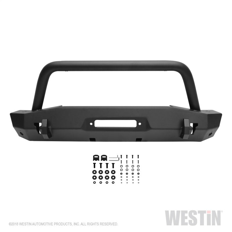 Westin 18-22 Jeep Wrangler JL / 20-22 Gladiator WJ2 Stubby Front Bumper w/Bull Bar - Tex. Blk - GTR Auto