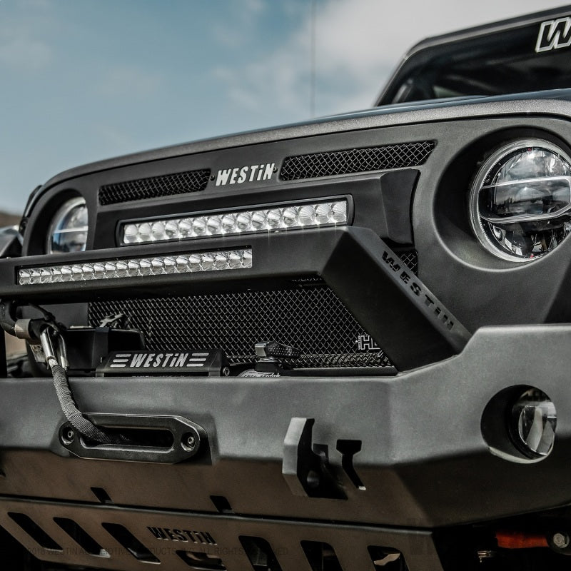 Westin 18-20 Jeep Wrangler WJ2 Full Width Front Bumper w/LED Light Bar Mount Textured Black - GTR Auto