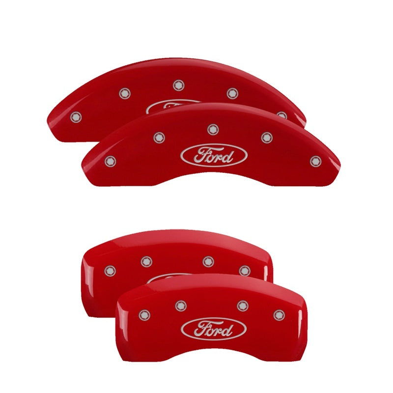 MGP 4 Caliper Covers Engraved Front Mustang Engraved Rear SN95/GT Red finish silver ch - GTR Auto