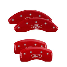 Load image into Gallery viewer, MGP 4 Caliper Covers Engraved Front Mustang Engraved Rear SN95/GT Red finish silver ch - GTR Auto