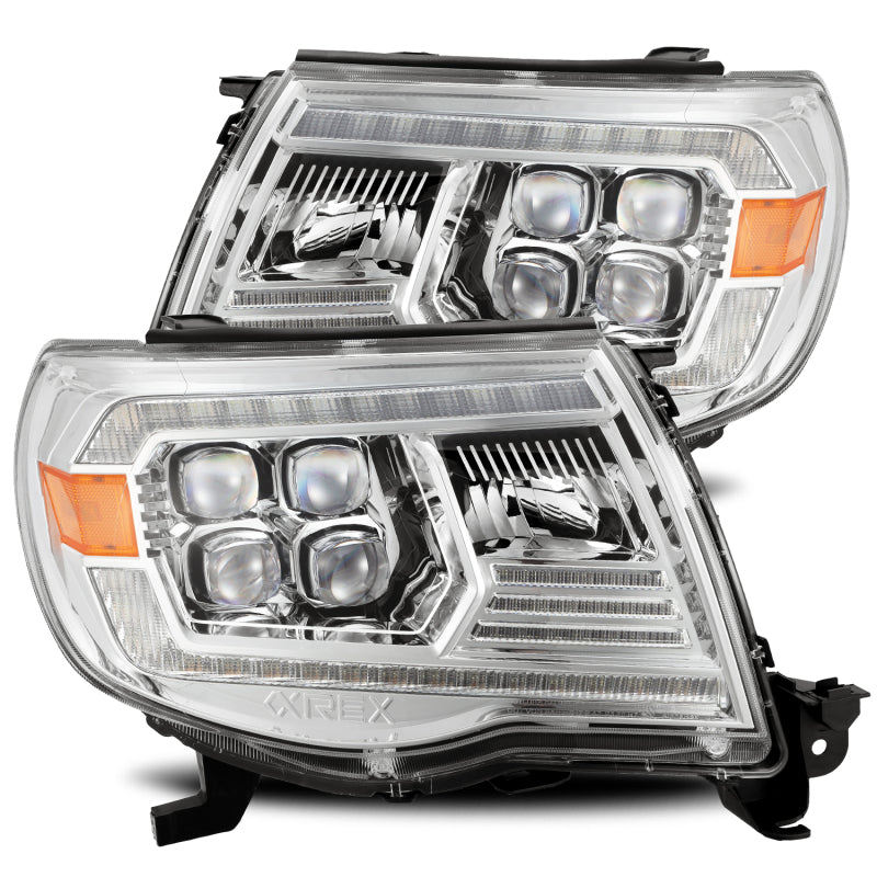AlphaRex 05-11 Toyota Tacoma NOVA LED Projector Headlights Plank Style Chrome w/Activation Light/DRL - GTR Auto