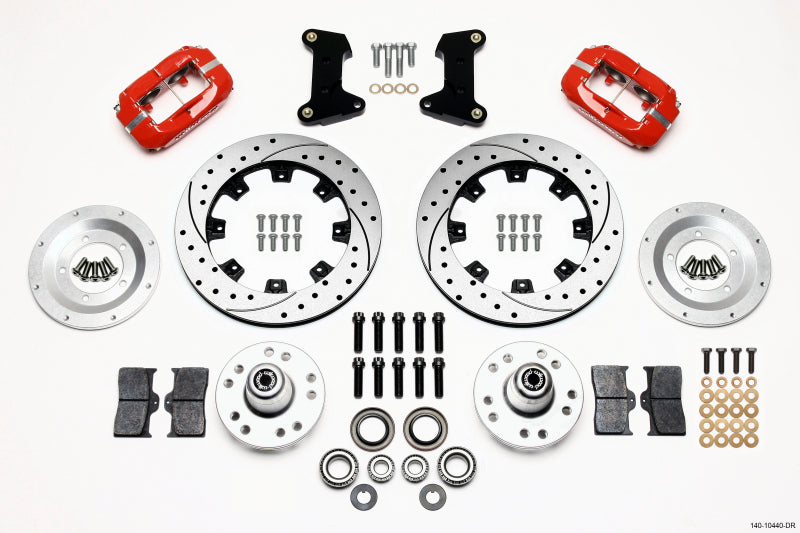 Wilwood Forged Dynalite Front Kit 12.19in Drilled Red 74-80 Pinto/Mustang II Disc Spindle only - GTR Auto