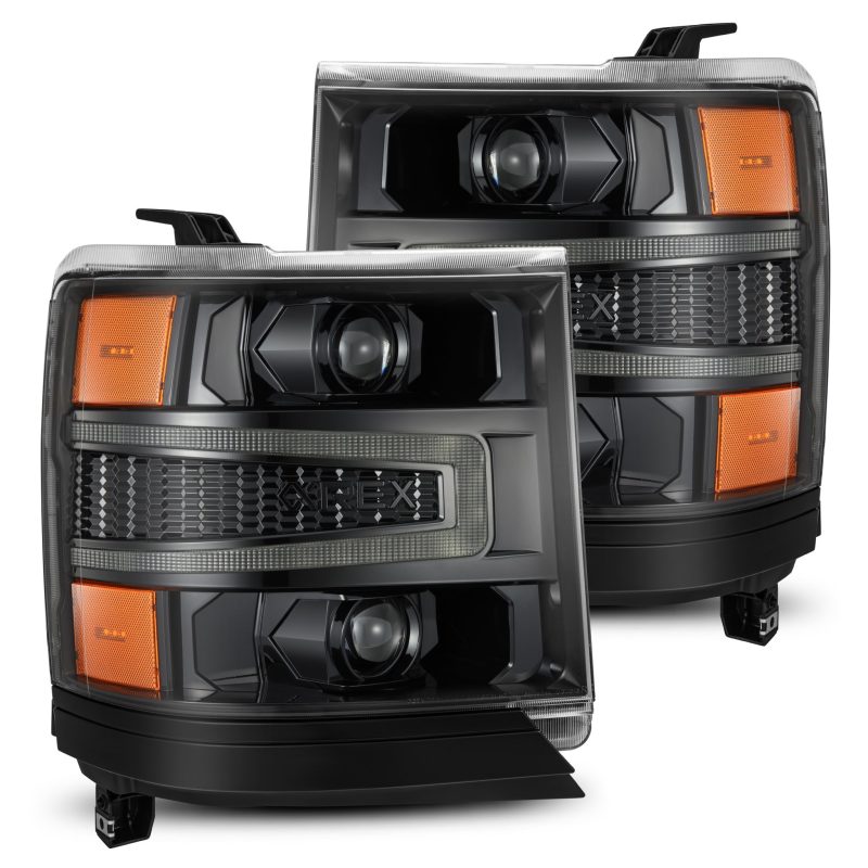 AlphaRex 16-18 Chevy 1500HD LUXX LED Proj Headlights Alpha-BK w/Seq Atv Lgt / SeqSig (Req PN 810023) - GTR Auto