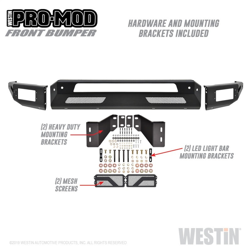 Westin 2010-2019 Dodge Ram 2500/3500 ( Old Body Style ) Pro-Mod Front Bumper - Textured Black - GTR Auto