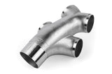 Cast Double Y Splitter; 3 in. To Quad 2.5 in.; Stainless Steel;