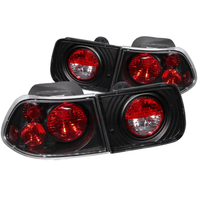 ANZO 1996-2000 Honda Civic Coupe Taillights Black - GTR Auto